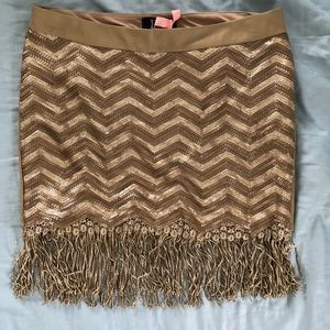 Gold mini skirt